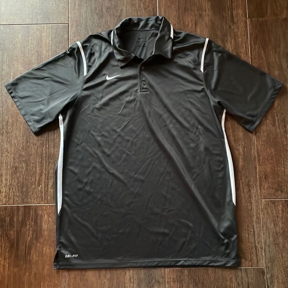 NIke Charcoal and White Dri-Fit Polo